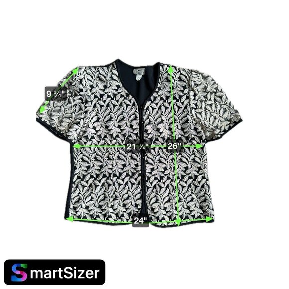 2/$18 SALE!Vtg Sheena Button Blouse Black Gold 2x Evening Embroidered Metallic - Picture 2 of 8